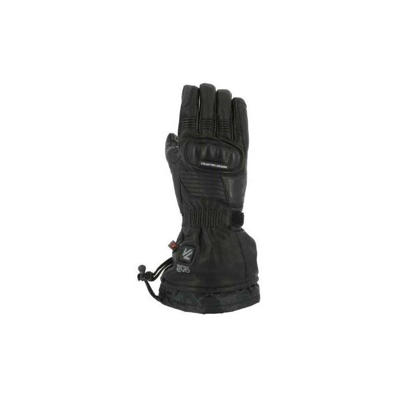 Gants chauffants V'Quattro Vulcan 18 en cuir noir avec câbles de raccordement