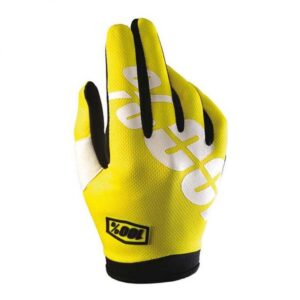 Gants cross 100% Itrack jaunes, modèle de motocross en taille 2XL