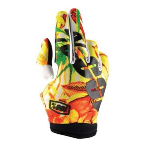 Gants 100% ITRACK jaunes et orange en tissu technique, modèle motocross taille XL