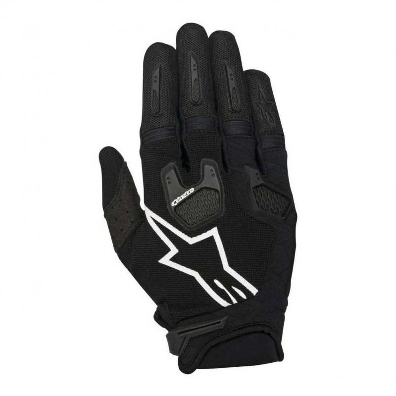 Gants cross Alpinestars Racefend noir et blanc, paume en Clarino