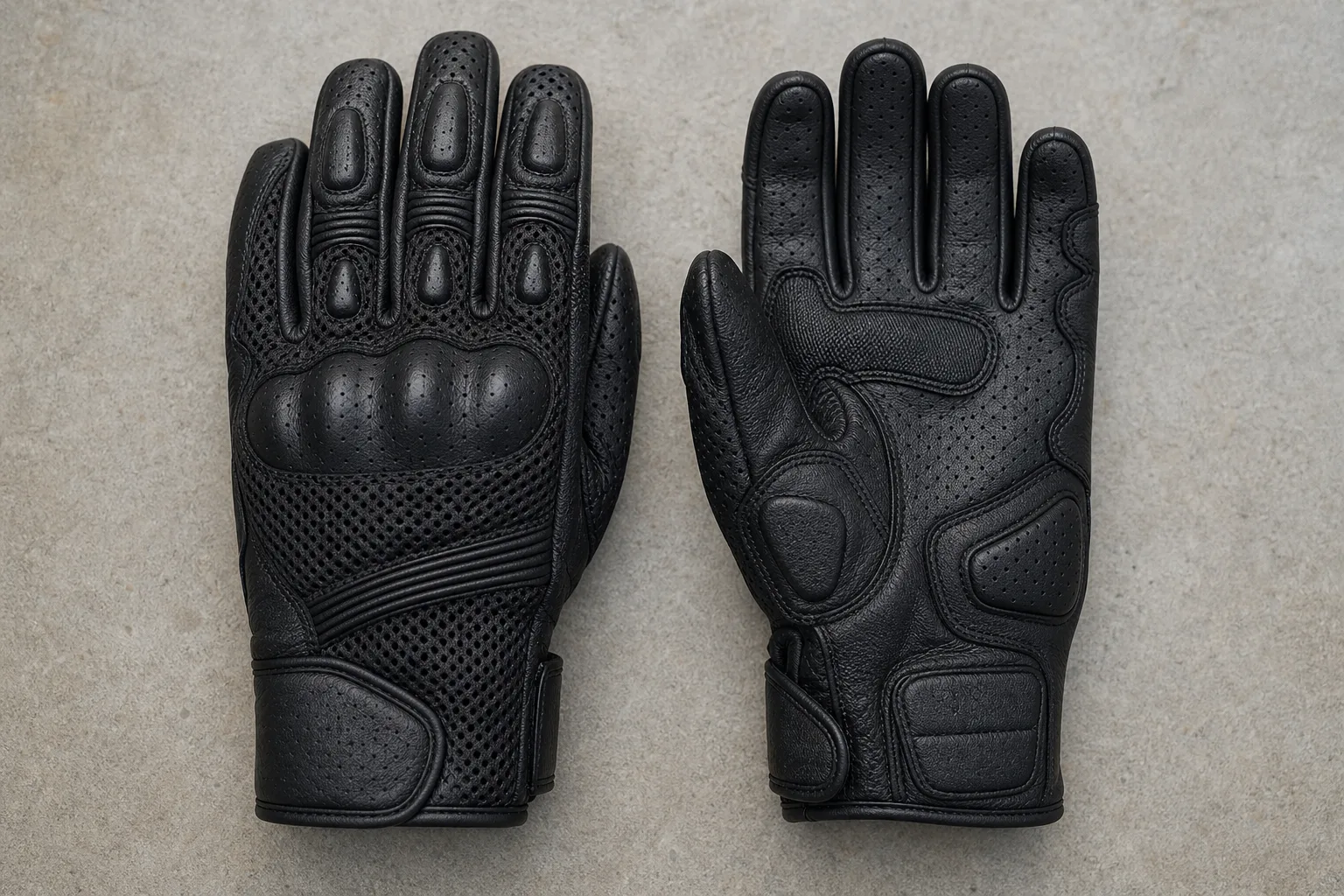 Dessus en mesh et paume renforcée de gants de moto ventilés.