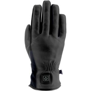 Gants chauffants Helstons NELLY HEATING noirs en cuir de chèvre pour motarde