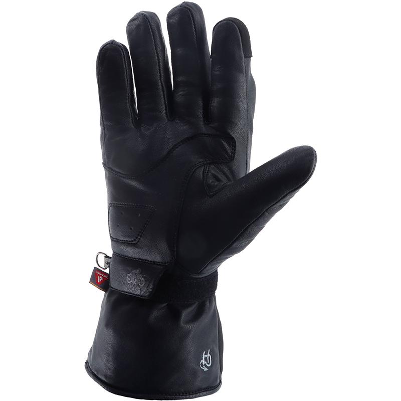 Gants chauffants Helstons Ecko Men noirs en cuir et tissu, manchette longue — vue 2